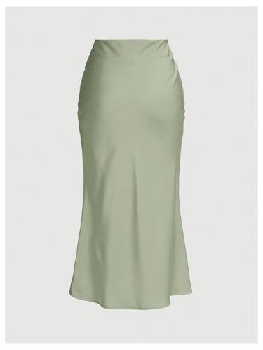 SOLY HUX Women's Satin Maxi Skirt Elegant Wrap High Waisted Ruched Fishtail Dressy Casual Skirts2