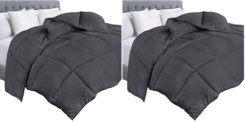 Image of Utopia Bedding Comforter Duvet Insert, Quilted Comforter with Corner Tabs, Box Stitched Down Alternative Comforters Queen Size (Grey) (Pack of 2)