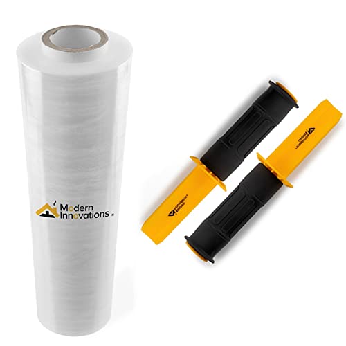 Modern Innovations 15 Inch Clear Stretch Wrap Roll with Handles (1 Roll) Heavy Duty Shrink Wrap