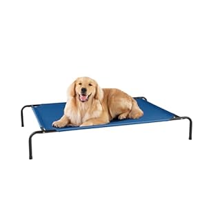 Elevated Dog Bed for Large Dogs,Raised Dog Cots,Indoor & Outdoor Cooling Waterproof Pet Hammock with Washable Breathable Mesh,Blue 50in
