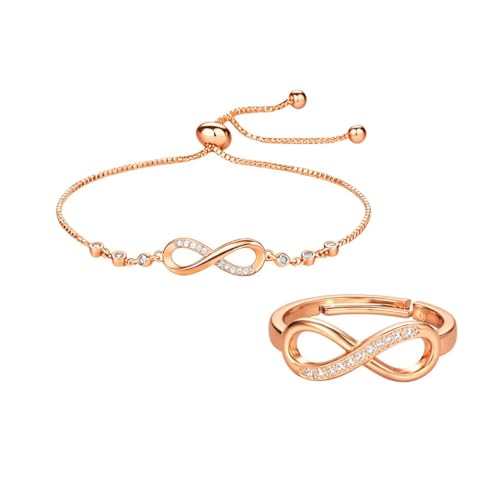 Image of Nilu's Collection Infinity Shape Cubic Zirconia Diamond Bracelet for Women Jewelry for Gift, Adjustable Charm Bracelet
