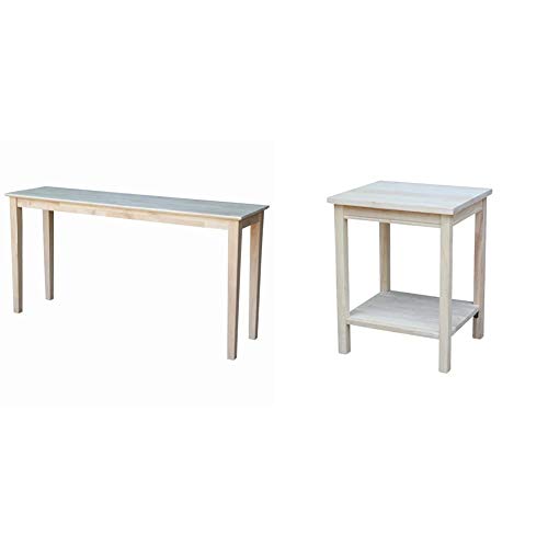 International Concepts Console Table, 60 In, Unfinished & Accent Table, 14 L X 16 W X 20 H Inches, Unfinished #TOP1