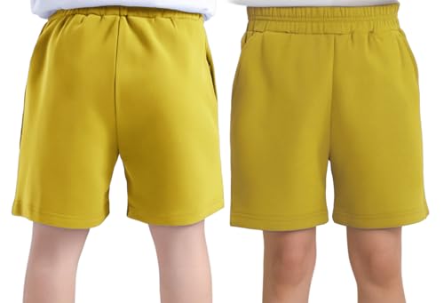 Kids Boys Athletic Pull On Shorts Casual Cotton Sports Basketball Running Shorts with Pockets4