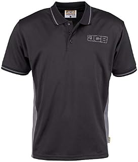 JCB - Workwear Men's Polos - Polo Shirt - Performance Polo Shirt, D+IB - Black/Grey, Size Large
