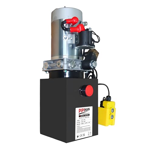 Image of Single Acting Hydraulic Pump 4 Quart Hydraulic Power Units 12V DC Hydraulic Pump SAE#6 Connector for Dump Trailer Car Lifting