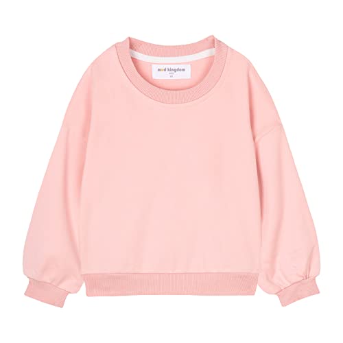 Mud Kingdom Toddler Girls Sweatshirts Drop Shoulder Sleeve Plain Pullover Casual Spring Autumn Pink 3T