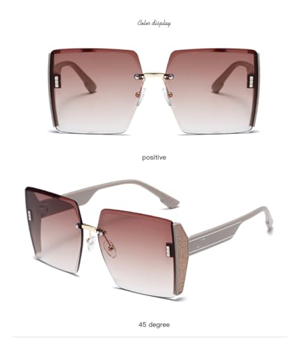 Sunglasses for Women Large Frames,Square Oversized Sunglasses,Gradient Sunglasses (Gradient Brown)2