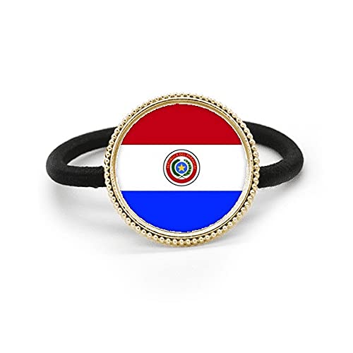 Élastique à cheveux drapeau Paraguay et métal argenté