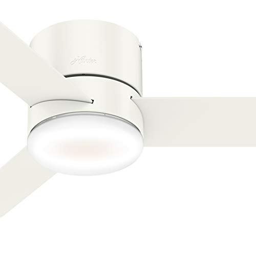Image of Hunter Fan 44 inch White Low Profile Indoor Ceiling Fan with Light and Remote Control for Bedroom, Living Room /Family Room, Dining Room, Kitchen, Office (Renewed)