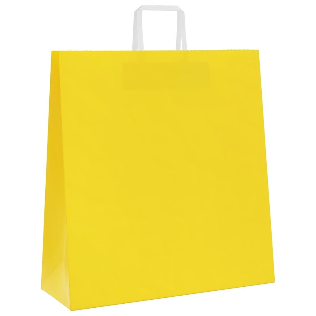 Sacchetti di carta 250 pezzi con manici gialli 45 x 17 x 48 cm