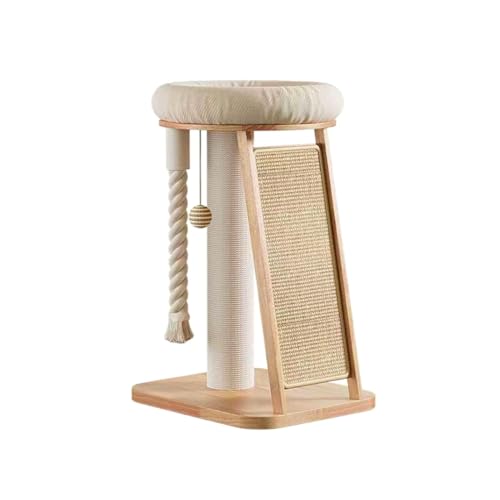 Torre para gatos multifuncional de madera natural
