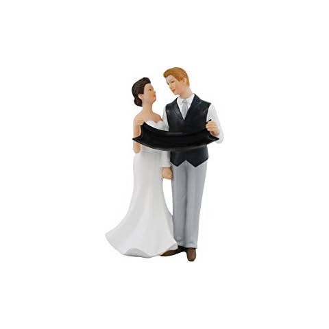 Bride and Groom Wedding Cake Topper with Personalised Plaque Hand Painted Cover