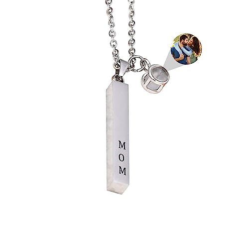 Collar personalizado de proyección de imagen de barra para pareja collar de plata te quiero 100 idiomas collares de foto proyección regalo personalizado para navidad cumpleaños,Estilo 1-Plata