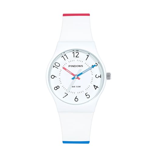 PINDOWS Reloj Digital Impermeable, Simple Analógico Digital Relojes de Pulsera con Luminoso para Hombres Mujeres para Deportes al Aire Libre,Blue and Red