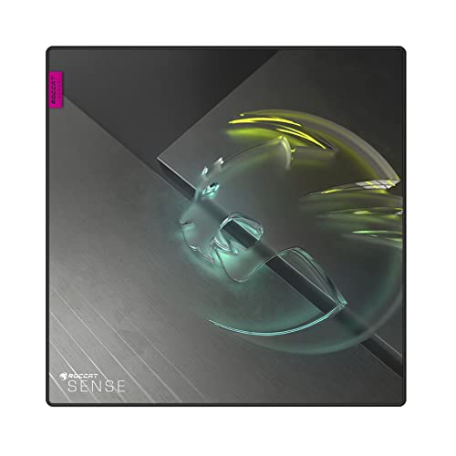 Roccat Sense Icon Tapis de Souris de Jeu, Antidérapant, avec Support en Caoutchouc, Dessin Personnalisé et Surface en Tissu Traité à la Résine avec Bords aux...