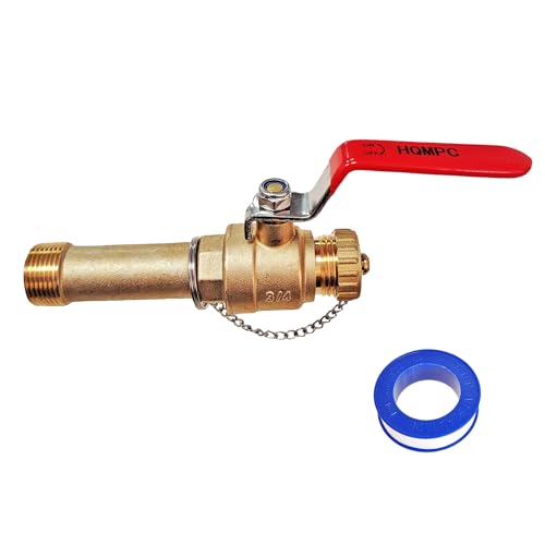 Water Heater Drain Valve 3/4MIP X 3/4 Male GHT x 3 Length Shank Connection to drain or Flush Hot Water Heater Faster and Easy Big Full Port (Lead-Free Brass 3 Inch Shank with Long Handle Straight)