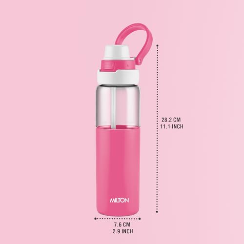 Image of MILTON Navi 800 2-in-1 Lid Sip or Gulp Water Bottle 800 ml | Sturdy Handle I BPA Free| Food-Grade | One-Touch Open | Leak-Proof | Ideal for Office, School, College, Gym, Pink