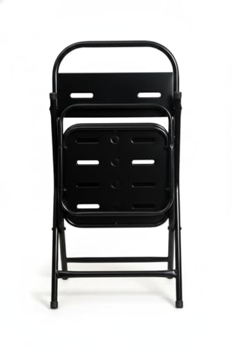 Image of Metal Folding Chair Black | Heavy Duty Metal Frame Foldable Chair with Backrest | Portable Space Saving Seating for Home, Office, Shop & Events PF-04 (Black)