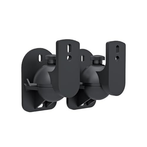 Image of Techly Adjustable Speaker Wall Mount Bracket Stand, Holds Up to 3.5 kg, Surround Sound Speaker Holder with 180 Degree Movement, Black - 1 Pair (2 Pieces)