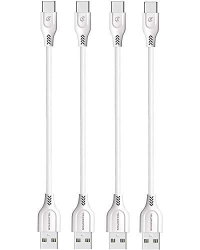 Short USB Type C Cable (4Pack 1ft), SOMOSTEL 3A USB A to Type-C Fast Charger Cord Compatible with Samsung Galaxy S10 S10E S9 S8 Plus Note 10 9 8,Moto G7,LG Stylo 5 G6 G8 G7,Google Pixel 3XL,Power Bank