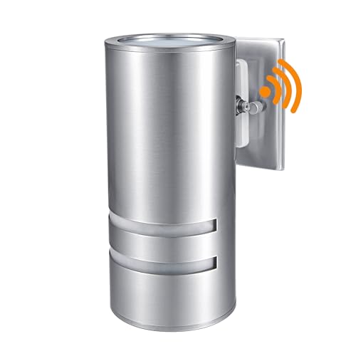 Outdoor Wall Lights, Exterior Dusk to Dawn Sensor Wall Lanterns, Stainless Steel Front Door Lights with Base Socket, Anti-Rust Waterproof Up Down Wall Mount Lights for Porch Patio Garage Doorway(S)