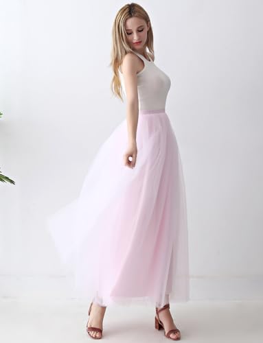 Womens A line Maxi Tulle Tutu Skirt for Prom Party Pink XL XXL2