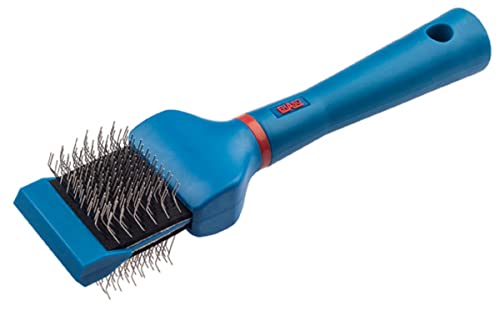 EHASO Hochwertige Fellbürste für Hund & Katze - Langhaar oder kurzhaar - Perfekt für die Unterwolle ihres Haustieres MULITBRUSH BLAU, Einzel, MITTELHART - Langlebige Doppelbürste
