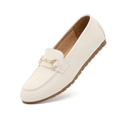 Image of Women's Wide Loafers Casual Slip on Flat Shoes Women's Comfort Penny Loafers with Arch Support Women Dressy Moccasins