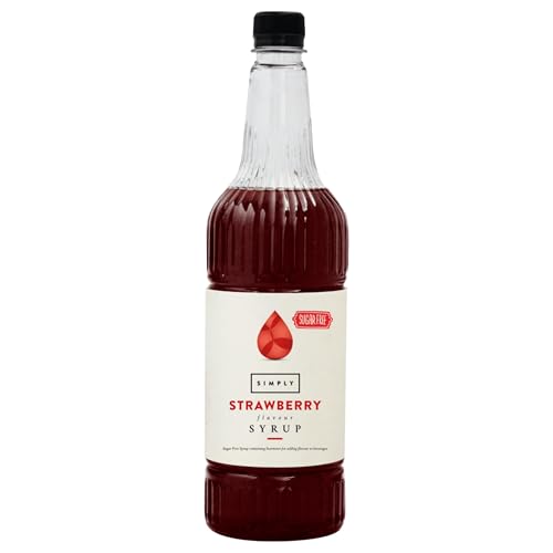 Simply Sugar Free Strawberry Syrup Low Calorie Vegan & Nut Free Flavoured Syrup for Coffee Cocktails & Baking (1 Litre)