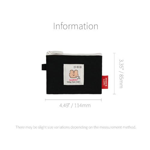 Image of Monolike Happy and Lucky Card Case, Black - Small Nylon Pouch, Portable Keychain Coin Purse, Waterproof Card Sleeve, Compact Daily Organizer Case
