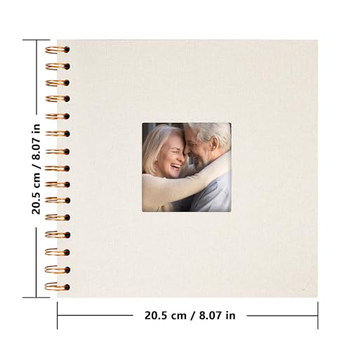Fotobuch Scrapbook mit Leineneinband, 20 x 20 cm Hardcover mit weißem Kraftpapier-Seiten, für Hochzeit Reisen Gästebuch Weihnachten Baby Shower Familie Erinnerungen (20 Blätter/40 Seiten)