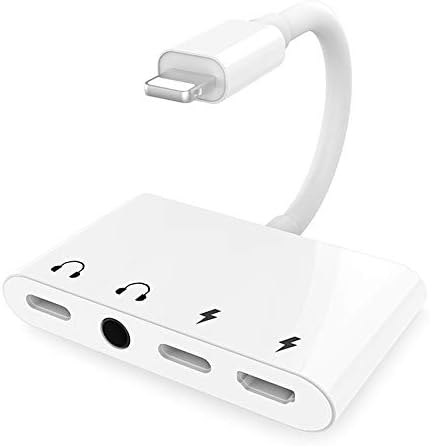 4 in 1 Headphone Jack Audio Charger Adapter & Splitter, Micro Charging + Fast Charging + 3.5mm Headphone Jack + Compatible with Phone Headphone Jack Compatible with Phone 11 X 8 8P 7 7P/Pad Air Pro