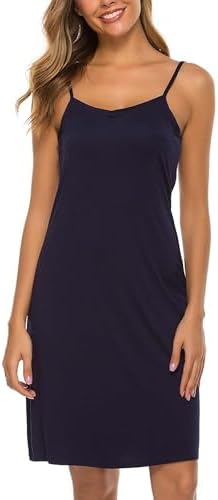 Shoppy Villa Women's Full Slip Dress - Spaghetti Strap Long Inner Undergarment Nightwear, Knee-Length Spaghetti Slip for Dresses & Loungewear - Free Size Blue