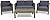 Outdoor Acacia Wood Chat Set with Wicker Accents - Gray 4-Piece Conversation Set with Cushions - Patio & Garden Furniture