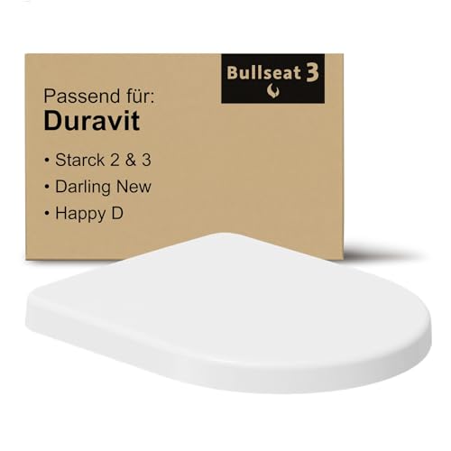 Bullseat WC Sitz passend für Duravit Starck 2 Starck 3 | Toilettendeckel mit Softclose Absenkautomatik | Abnehmbar mit Quick-Release | Antibakterieller Duroplast | Edelstahlbefestigung