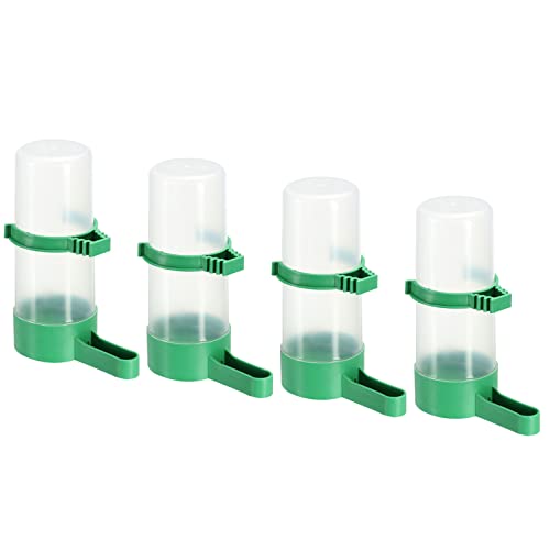 PATIKIL Automatic Pigeon Feeder, 4 Pack Bird Cage Waterer Hanging Drinker Large Water Dispenser for Parrot Drinking Green