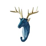 Ipetboom Gancho de Pared Decorativo Cabeza de Ciervo de Resina Gancho Artístico para Colgar Abrigos Llaves y Sombreros Resistente Necesidad de Taladro para Dormitorio y Sala de Estar