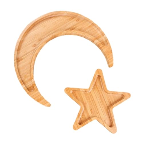 Mikikit Serving Tray Set 30x28x2cm Star and Moon Shaped Food Plates for Salad and Dried Fruit Serving Home Kitchen Dining