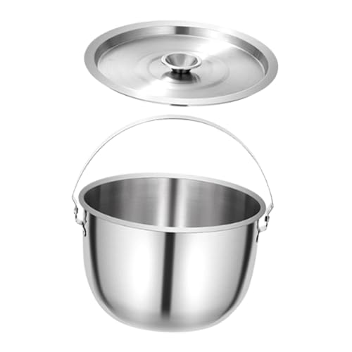 Folpus Edelstahl Camping Topf Kochtopf mit Deckel und Griff Ölbehälter für Camping Home Party Kochen Gewerbe, 2L