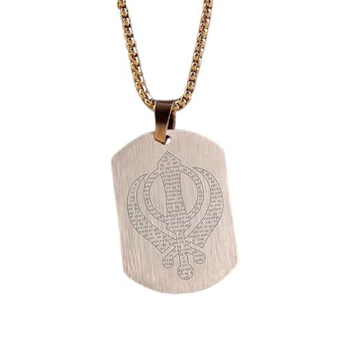 Spiritual Sikh Khanda srebrny wisiorek ze stali nierdzewnej łańcuszek na szyję, średni, stal nierdzewna, bez kamieni szlachetnych, Medium, Stal nierdzewna, Bez kamieni szlachetnych