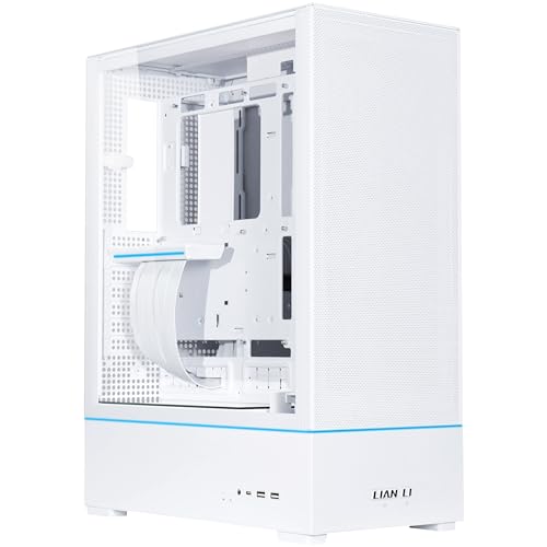 Lian Li SUP-01W PC-Gehäuse, Triple Cooling Chamber Design, 400mm GPU-Freiraum, unterstützt Radiatoren bis zu 360mm, DREI vorinstallierte 120mm Lüfter, Stahl, gehärtetes Glas, Weiß