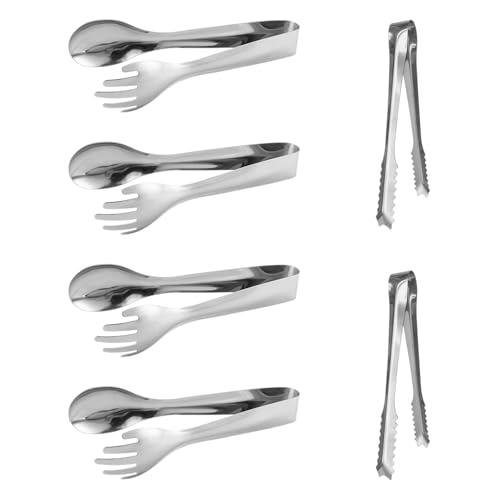 4 Cucharas Creativas Y 2 Pinzas Para Alimentos, Pinzas Para Alimentos De Acero Inoxidable, Pinzas Para Alimentos Antideslizantes, Utensilios De Cocina, Herramientas De Cocina