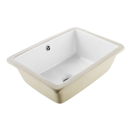 VEVOR Lavabo de salle de bain sous plan, 400 x 305 mm, vasque rectangulaire en céramique blanche...