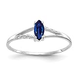 10k White Gold Sapphire Birthstone Band Ring Size 6.00 Stone September Marquise Fine Jewelry For...