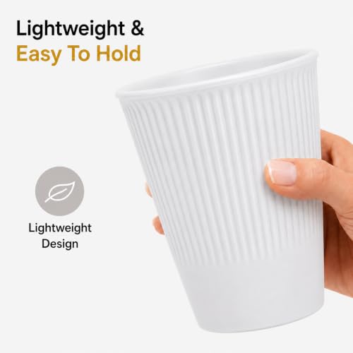Image of Wheat Straw Cups - Set of 6 Reusable 400ml Drinking Glasses | Ribbed Unbreakable Lightweight Tumblers for Water, Juice, Tea, Coffee | Home, Kitchen, Outdoor Use (Multicolor)