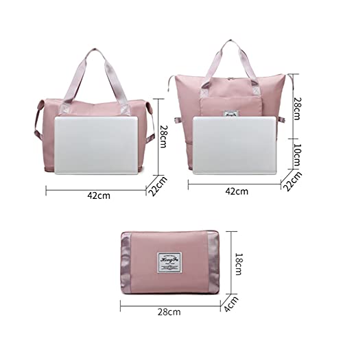 Large Capacity Folding Travel Bag, Foldable Travel Duffel Bag, Dry and Wet Separation Sports Portable Shoulder Bag, Travel Lightweight Waterproof Carry Luggage Bag(fuchsia)