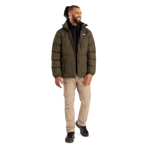 Trespass Men's Padded Jacket Blustery - Casual Winter Casual Jaket, Drawcord Hem, Adjustable Zip-Off Hood, Elasticated Cuffs, Low Profile Zips, Waterproof, Windproof