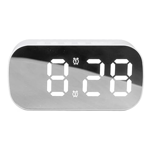 Fockety Reloj Digital con Espejo LED, 5 Niveles de Brillo, Reloj Despertador Digital con Espejo LED con Alarmas, Repetición, Modo Nocturno, Relojes Electrónicos para Escritorio, Mesita