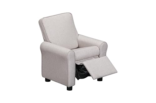 Image of Olive & Opie Jordan Kids /Toddler Push Back Recliner Chair, Lounge Sofa for Boys & Girls Ages 3 and Up, Soft Upholstery, Greige