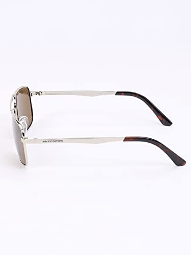 Image of Skechers Men Aviator Silver Polarization Sunglasses, large